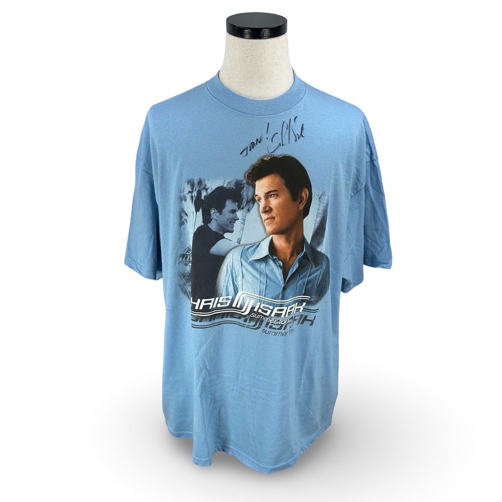 Chris Isaak Autographed Summer Tour 2001 T-Shirt Signed Y2K 2XL XXL Blue